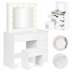 Toaletka z lustrem i oświetleniem LED + stołek ModernHome