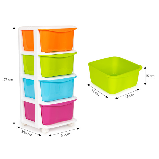 „ModernHome“ mantu glabāšanas organizētājs ar 4 izvelkamām kastēm Bērnu mēbeles ModernHome
