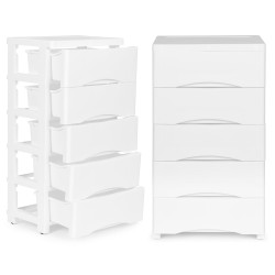 5 plauktu balta kumode