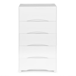 5 plauktu balta kumode