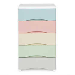 Coloured chest of drawers with 5 drawers