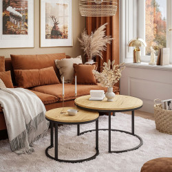 2-osest ümmargusest kohvilaudade komplekt, „Loft“-stiilis, „ModernHome“