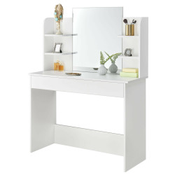 Cosmetic table with large mirror