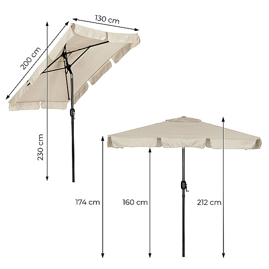Didelis rusvas stačiakampis sodo skėtis 200 x 130 cm Multigarden