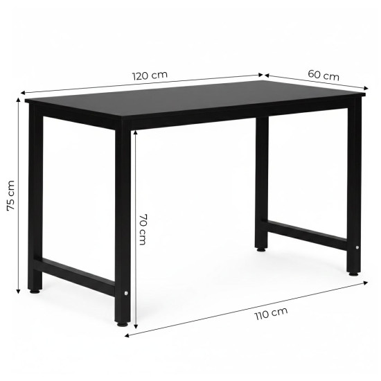 Czarne biurko komputerowe/szkolne 120 x 60 cm ModernHome