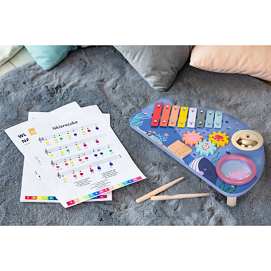 Laste puidust muusikaline tegevuslaud Muusikainstrumendid ECOTOYS
