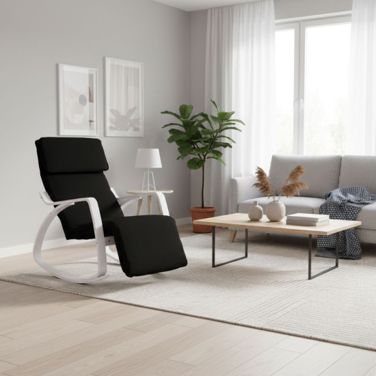 Šūpuļkrēsls melnā krāsā ar regulējamu kāju atbalstu Krēsli un krēsli ModernHome