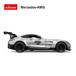 Nuotoliniu būdu valdomas pilkas automobilis Mercedes AMG GT2