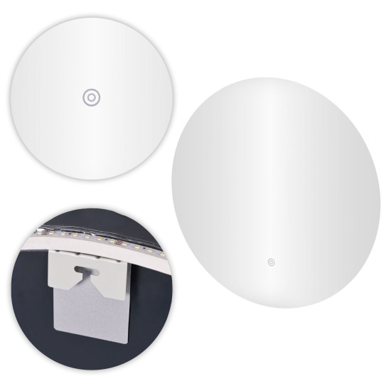 Pyöreä LED-kylpyhuonepeili 60 cm 3 valon värillä ModernHome