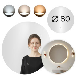 Okrągłe lustro łazienkowe LED 80 cm z 3 kolorami światła ModernHome