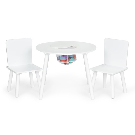 Balts bērnu galdiņš ar divām krēsliem – „Ecotoys“ bērnu mēbeļu komplekts Bērnu mēbeles ECOTOYS