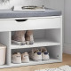 Balts apavu skapis ar pelēku spilvenu un 3 plauktiem ModernHome