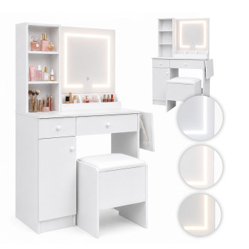 Kosmētikas galdiņš ar spoguli un LED apgaismojumu „ModernHome“
