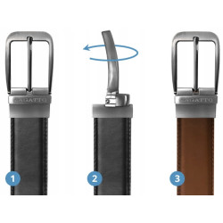Vīriešu divpusēja ādas josta Brandy (melna/brūna)