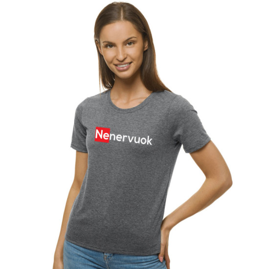 Sieviešu pelēks T-krekls Nenervuok JS/SD211 - T-krekls Sieviešu pelēks T-krekls Nenervuok JS/SD211
