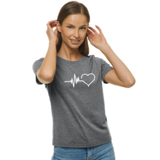 Sieviešu tumši pelēks T-krekls Heartbeat JS/SD211 - T-krekls Sieviešu tumši pelēks T-krekls Heartbeat JS/SD211