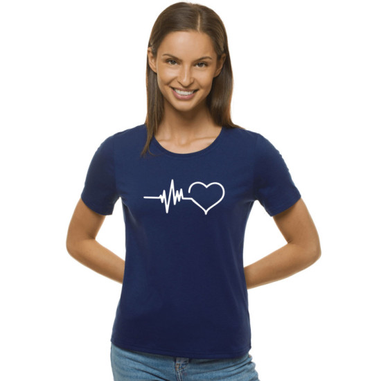 Sieviešu tumši zils t-krekls Heartbeat JS/SD211 - T-krekls Sieviešu tumši zils t-krekls Heartbeat JS/SD211