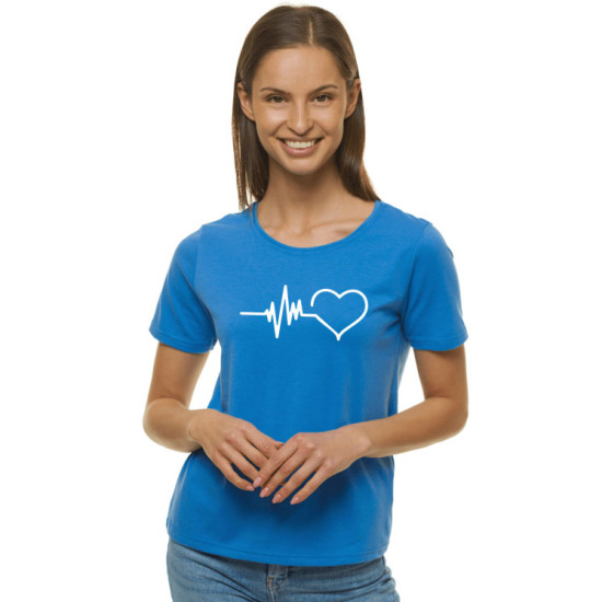 Sieviešu zils T-krekls Heartbeat JS/SD211 - T-krekls Sieviešu zils T-krekls Heartbeat JS/SD211