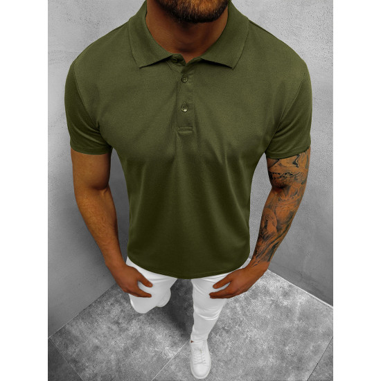 Vyriški chaki polo marškinėliai Casual JS/8T80/29 - Marškinėliai Vyriški chaki polo marškinėliai Casual JS/8T80/29