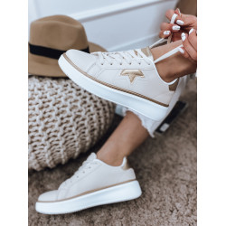 Sieviešu balti ikdienas apavi ar zelta detaļām Star Sieviešu balti ikdienas apavi ar zelta detaļām Star