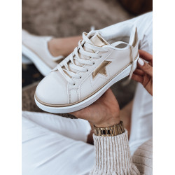 Sieviešu balti ikdienas apavi ar zelta detaļām Star Sieviešu balti ikdienas apavi ar zelta detaļām Star