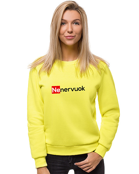 Sieviešu dzeltenais neona džemperis „Nenervuok“