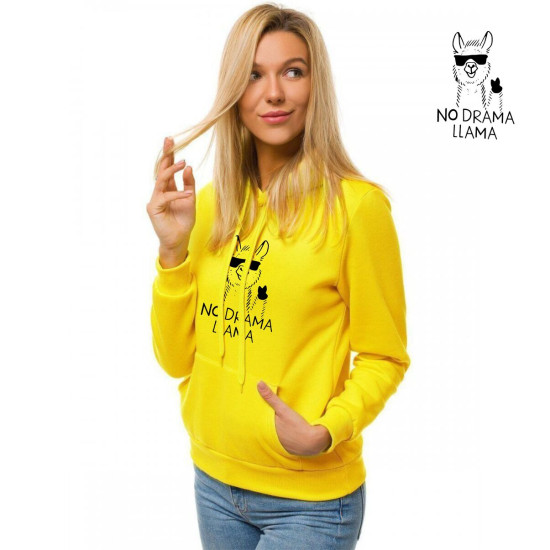 Dzeltens sieviešu džemperis ar kapuci No drama Llama JS/W02 - Džemperi Dzeltens sieviešu džemperis ar kapuci No drama Llama JS/W02 Premium