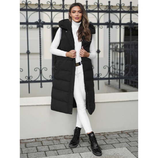 Melna sieviešu veste ar kapuci Vivol JS/M728/39 - Sievietēm Melna sieviešu veste ar kapuci Vivol JS/M728/39