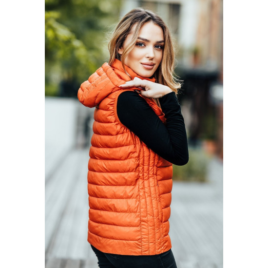 Oranža veste ar kapuci Dzil JS/M23039 - Sievietēm Oranža veste ar kapuci Dzil JS/M23039