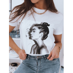 Sieviešu balts T-krekls Face Sieviešu balts T-krekls Face