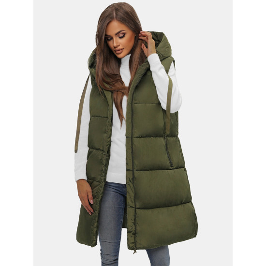 Sieviešu garā veste zaļā krāsā Potom O/81266 - Sievietēm Sieviešu garā veste zaļā krāsā Potom O/81266