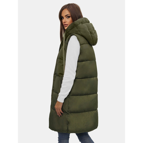 Sieviešu garā veste zaļā krāsā Potom O/81266 - Sievietēm Sieviešu garā veste zaļā krāsā Potom O/81266