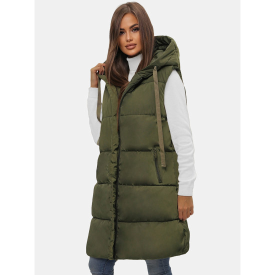Sieviešu garā veste zaļā krāsā Potom O/81266 - Sievietēm Sieviešu garā veste zaļā krāsā Potom O/81266