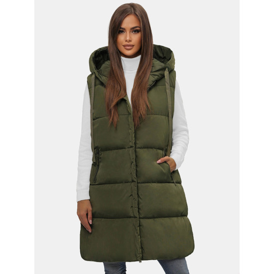 Sieviešu garā veste zaļā krāsā Potom O/81266 - Sievietēm Sieviešu garā veste zaļā krāsā Potom O/81266
