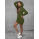 Khaki sieviešu kleita ar kapuci Megan JS/YS10003/29 - Sievietēm Khaki sieviešu kleita ar kapuci Megan JS/YS10003/29