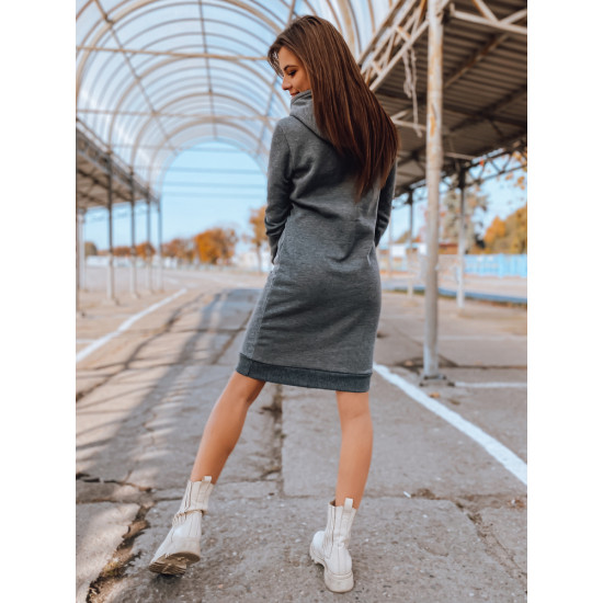 Sieviešu pelēka kleita ar kapuci 