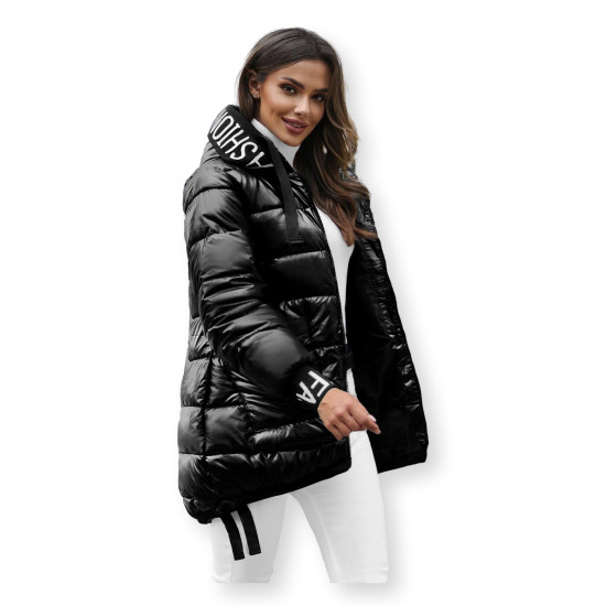 Melna spīdīga jaka Agor JS/5M3188/392Z