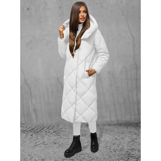 Balta sieviešu stepēta ziemas jaka Coco JS/5M3173/281 - Sievietēm Balta sieviešu stepēta ziemas jaka Coco JS/5M3173/281