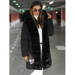 Sieviešu melna ziemas jaka ar kažokādu Daisy