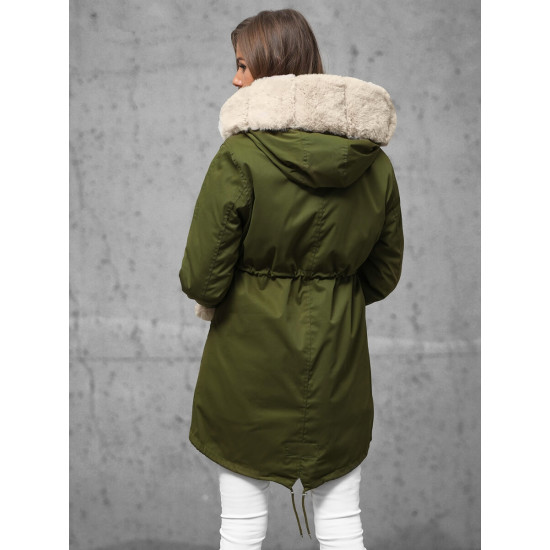 Zaļa ziemas jaka ar kažokādu Sater JS/5M3187/136 - Sievietēm Zaļa ziemas jaka ar kažokādu Sater JS/5M3187/136