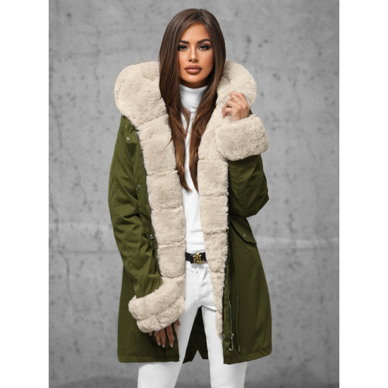 Zaļa ziemas jaka ar kažokādu Sater JS/5M3187/136 - Sievietēm Zaļa ziemas jaka ar kažokādu Sater JS/5M3187/136