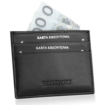 Izpārdošana BETLEWSKI® ādas kredītkaršu futrālis (melns) 