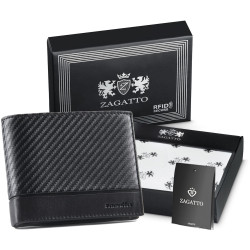 Vīriešu dabīgās ādas maks Carbon (melns)