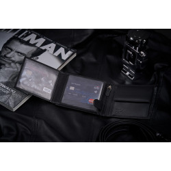 Vīriešu dabīgās ādas maks Carbon (melns)