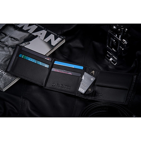 Vīriešu dabīgās ādas maks Carbon (melns) ZG-N992-F7 Premium