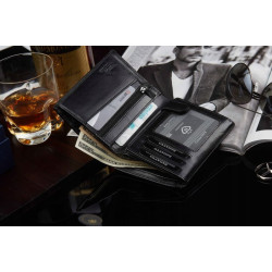 Vīriešu dabīgās ādas maks Kimer (melns)