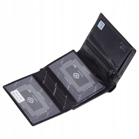 Vīriešu dabīgās ādas maks Kimer (melns) ZG-001-BAR-2 - Aksesuāri vīriešiem Vīriešu dabīgās ādas maks Kimer (melns) ZG-001-BAR-2