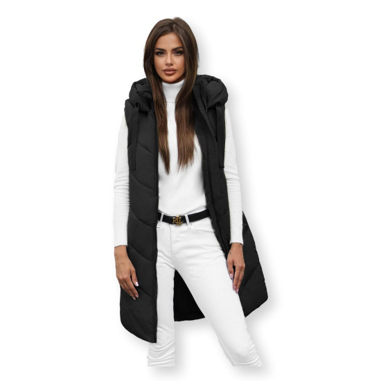 Ilga melna veste Toter JS/5M3152/392Z - Sievietēm Ilga melna veste Toter JS/5M3152/392Z
