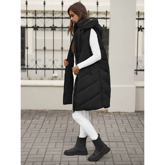 Ilga melna veste Toter JS/5M3152/392Z - Sievietēm Ilga melna veste Toter JS/5M3152/392Z