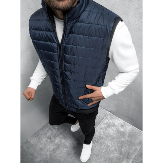 Vīriešu tumši zila stepēta veste Lider JS/MY77 - Rīcība Vīriešu tumši zila stepēta veste Lider JS/MY77
